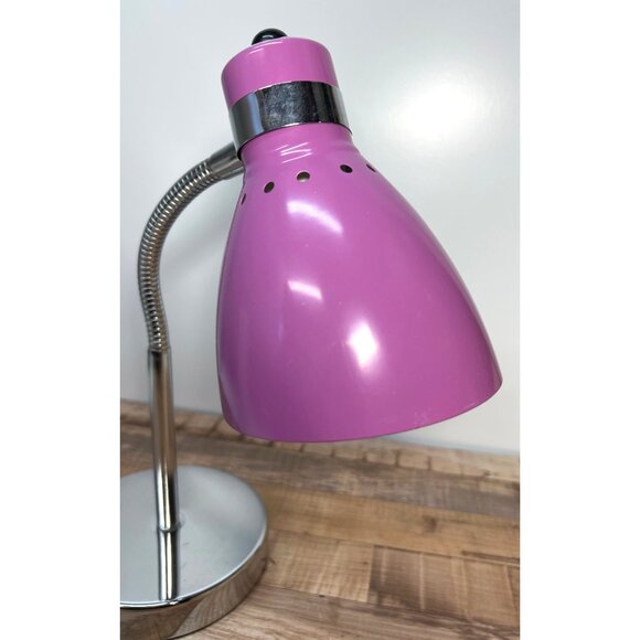 Purple Desk Lamp W/ Flexible Gooseneck & Chrome Base For Home Office - Picture 4 of 8